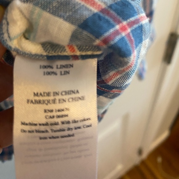 Plaid Faherty Linen Button Up - Picture 3 of 7